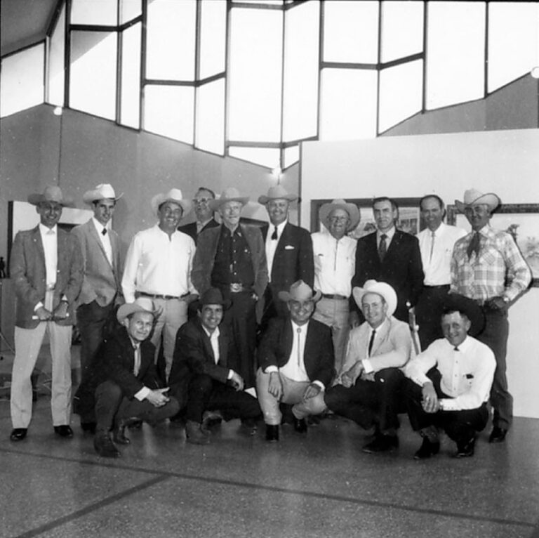 National Cowboy Hall Cowboy Artists of America members at the 1967 Sale & Exhibition at the National Cowboy Hall of Fame (now known as National Cowboy & Western Heritage Museum) in Oklahoma City. (Photo courtesy of the National Cowboy & Western Heritage Museum)